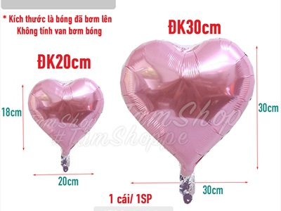 Bong bóng kiếng trái tim trơn màu nhiều cỡ BBK-TIM-03